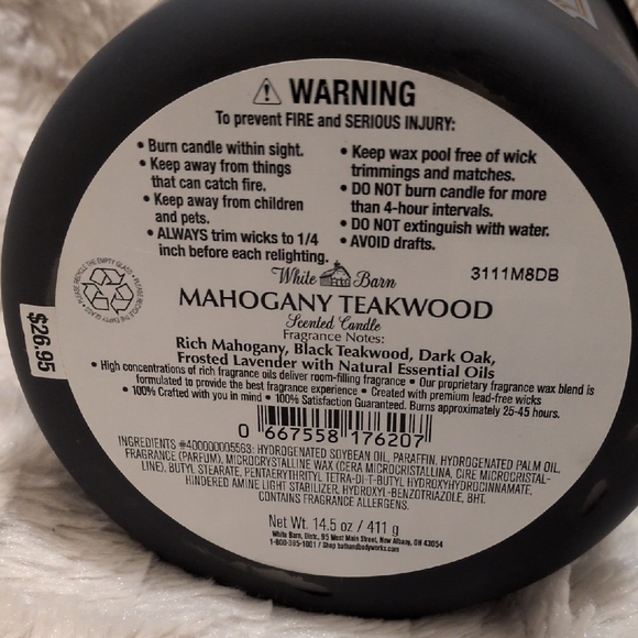 White Barn Mahogany Teakwood Candle with Silver Lid - Picture 4 of 4